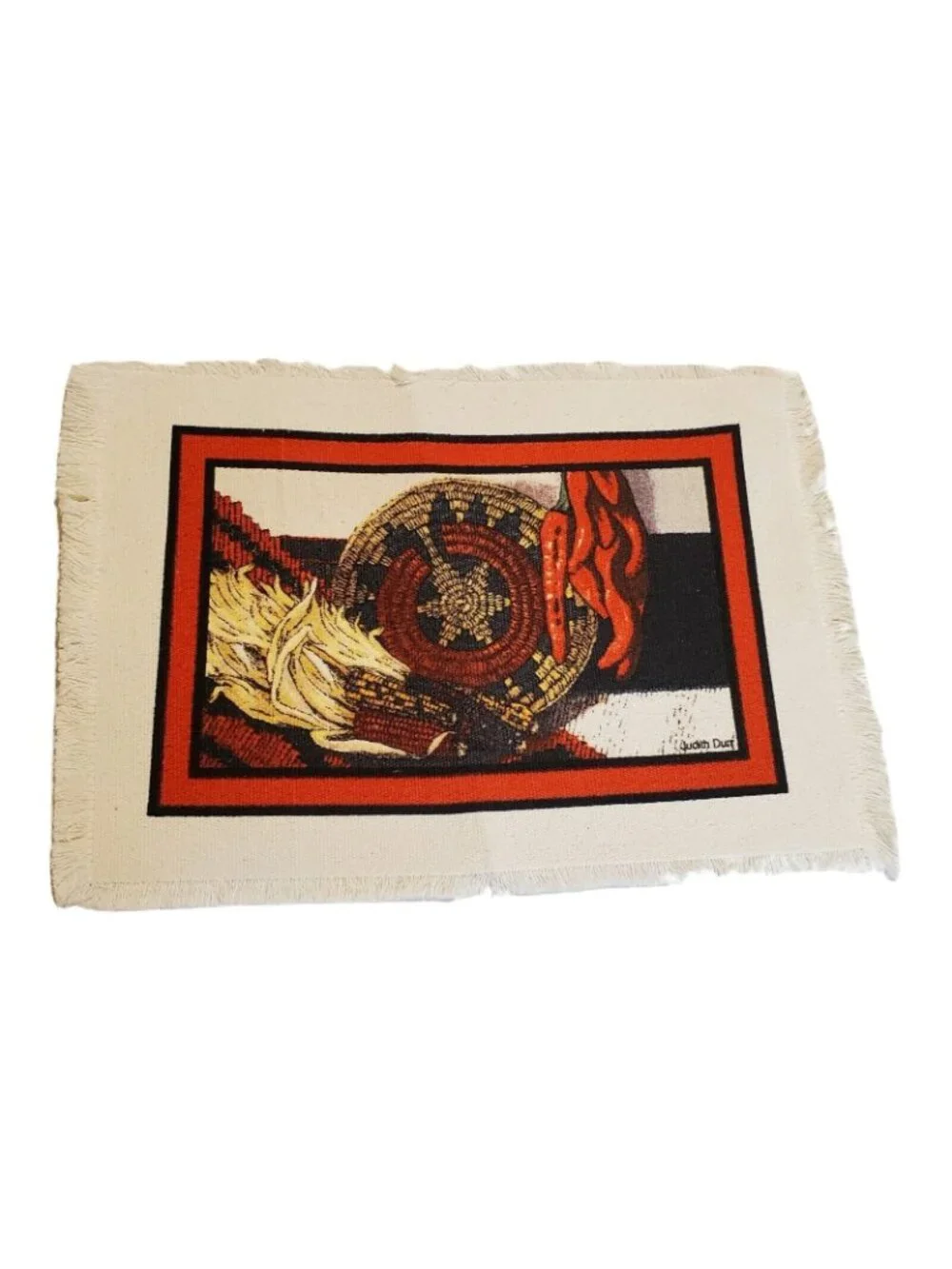 Judith Durr Woven Placemats Set of4 Southwest Art Peppers Corn Basket 18